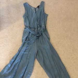 Who What Wear Denim Sleeveless Jumpsuit, large
